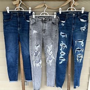3 PAIRS OF AMERICAN EAGLE JEANS IN EXC. COND. SIZE 12 LONG Ne(x)t Level Stretch